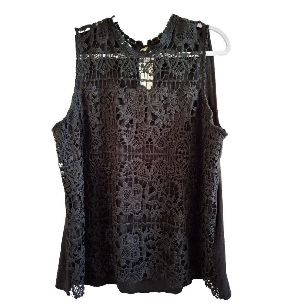 Maurices Black Crochet Lace Tank Top Size 2X plus goth Cottagecore